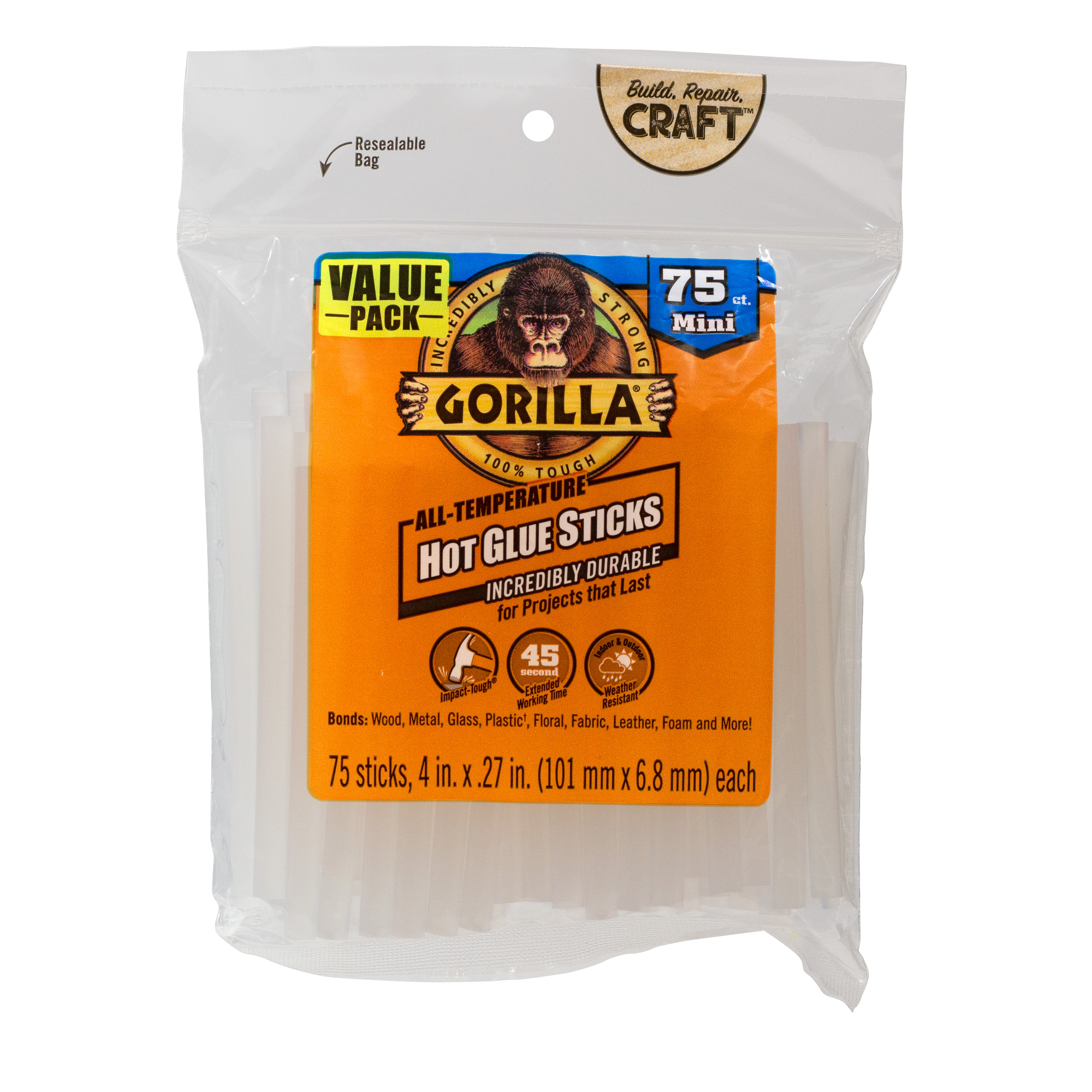 Gorilla® Hot Glue Sticks, 75ct.
